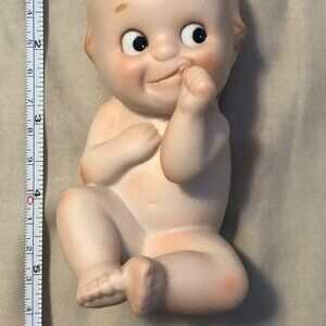 (Vintage) Lefton Kewpie 5" Doll Sitting Sucking Thumb w/Blue Wings